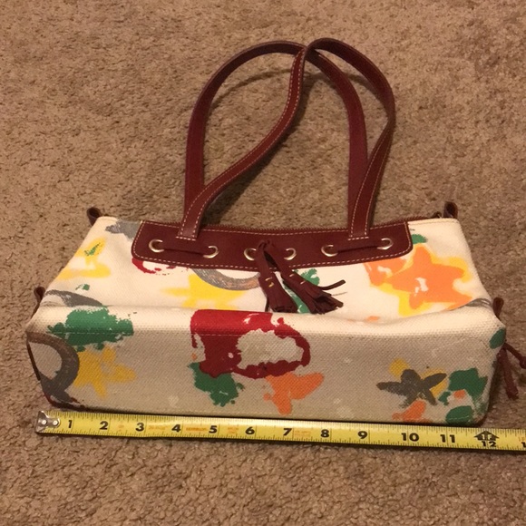 Dooney & Bourke tassel top zip purse. White main color with multicolor graffiti! - Picture 11 of 14